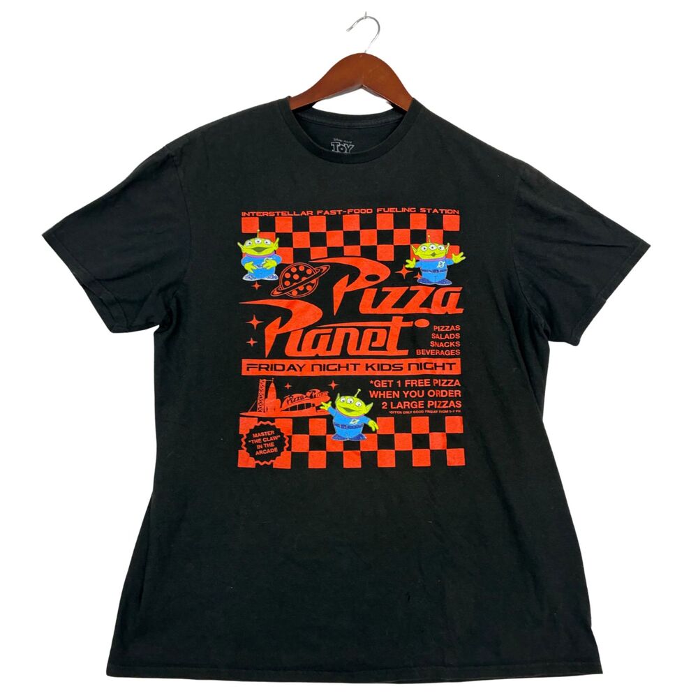 Disney Pixar Toy Story Pizza Planet Alien T Shirt Mens L Black Graphic Tee
